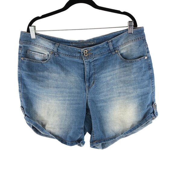 Faded Glory Womens Denim Shorts Light Wash Cuffed Size 18W - Picture 1 of 3